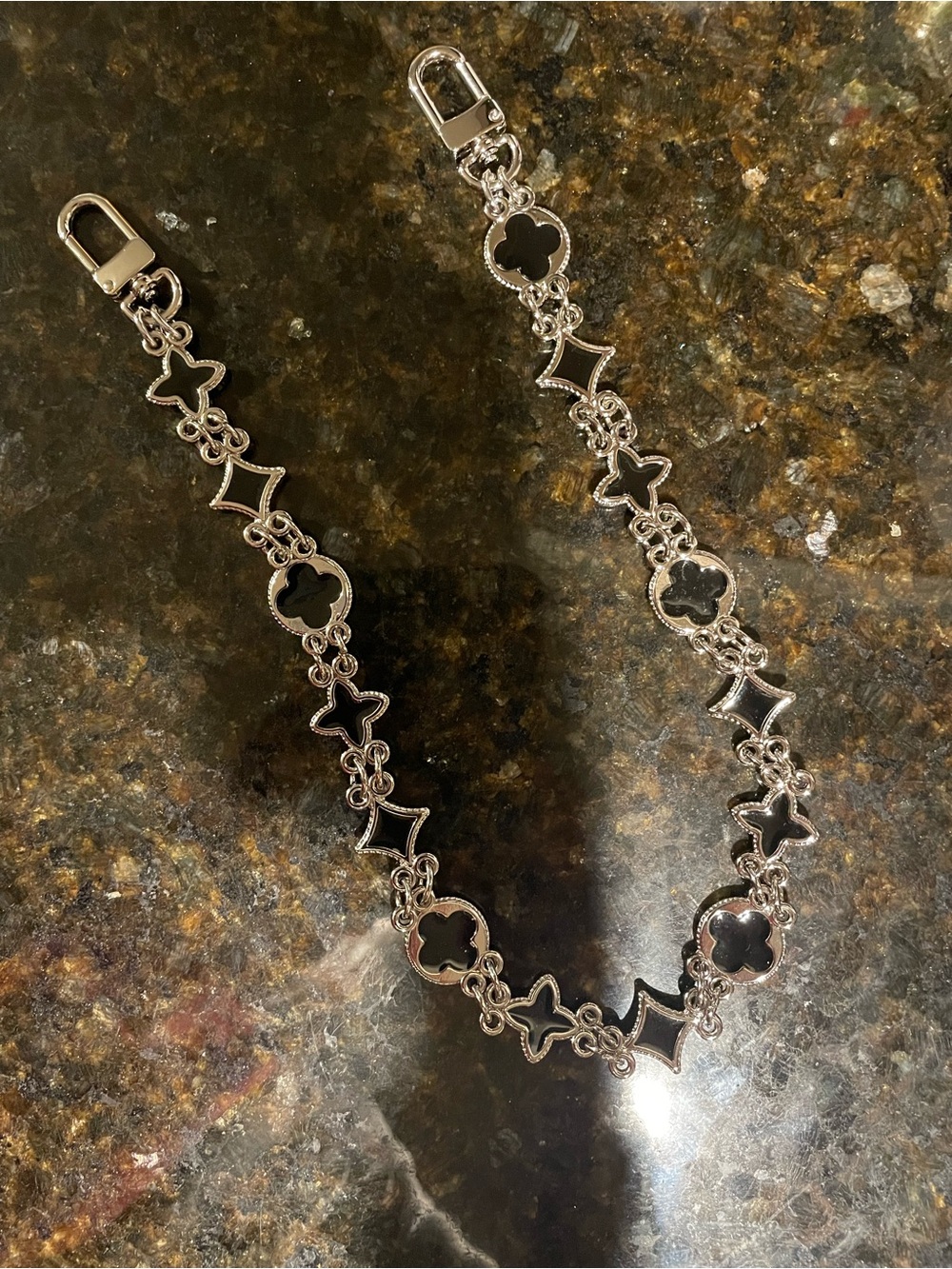 Silver-Tone Black Accent Women's Link Necklace
